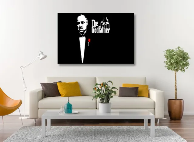 Movie Poster The Godfather -Framed Canvas Wall Art Picture Paper Print- Red 2