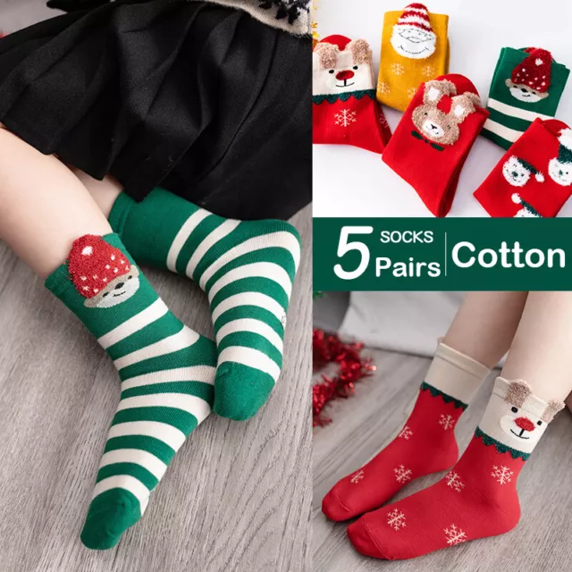 Kids Soft Premium Cozy (Thermal) Crew Socks [5PACK] Christmas Holiday Socks AU