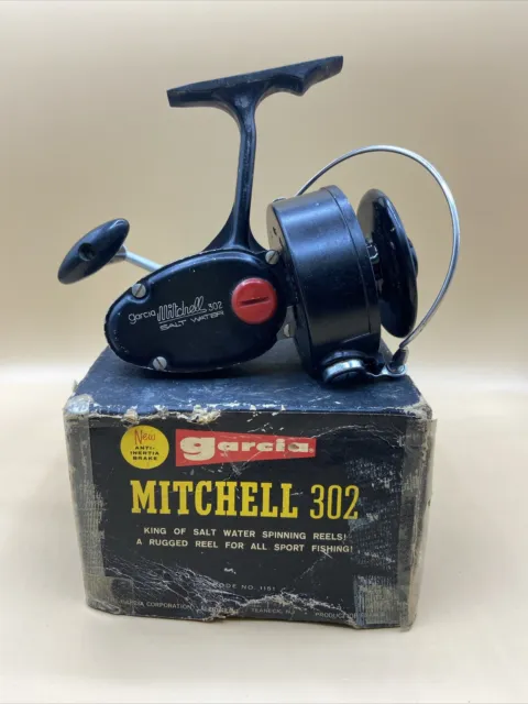MITCHELL GARCIA 302 Spinning Ocean Sea Salt Water Fishing Reel With  Original Box