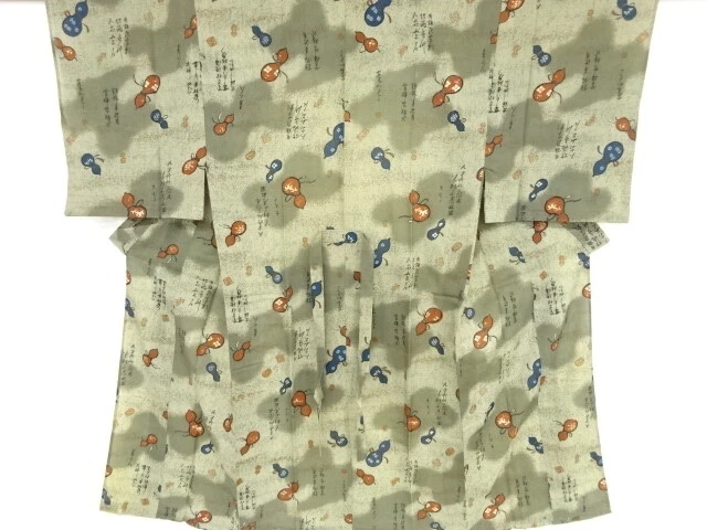 37012# Japanese Kimono / Antique Hitoe Mens Juban / Gourd Pattern