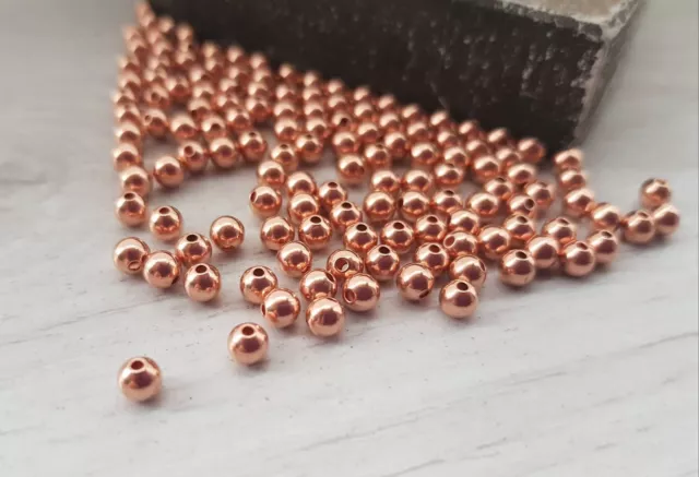 Copper Round 4mm Beads - Hollow Seamed Beads - Choose Your Quantity