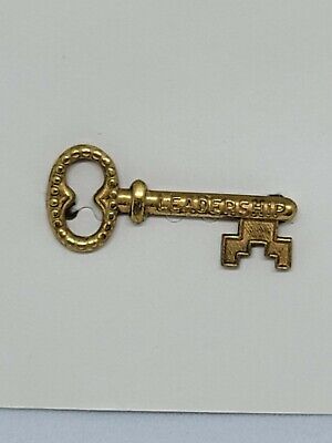 Leadership Key Pin Back Gold Color Metal Skeleton Key Shape