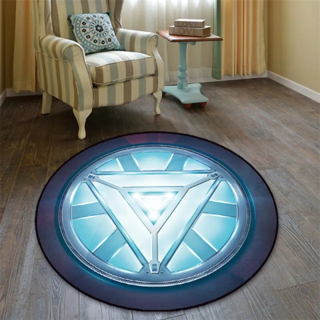 Alfombra de piso redondo Iron Man dormitorio sala de estar alfombra de cristal terciopelo Cos