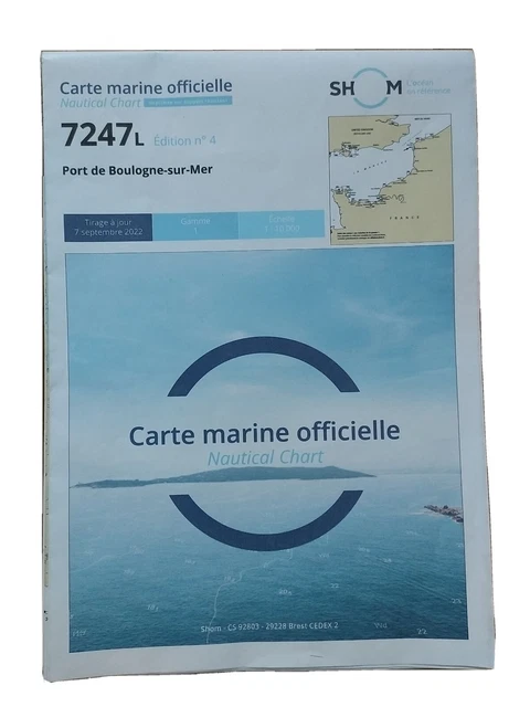 Carte Marine 7247L - SHOM - 4ieme édition - Boulogne sur mer