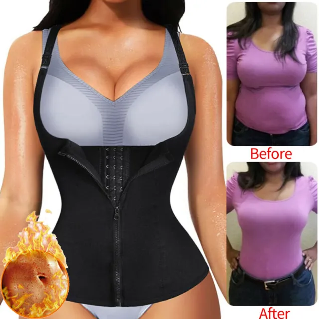 Women Waist Trainer Sauna Sweat Vest Tummy Control Girdle Slimming Body Shaper .