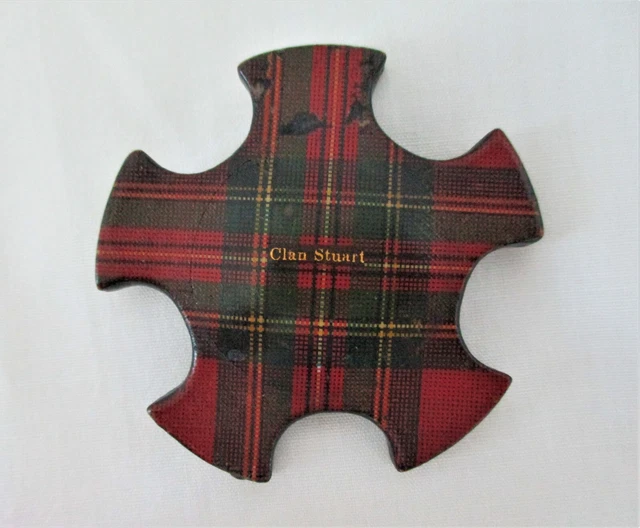 Antique TARTANWARE Thread Winder, CLAN STUART TARTAN, c. 1880, LOVELY