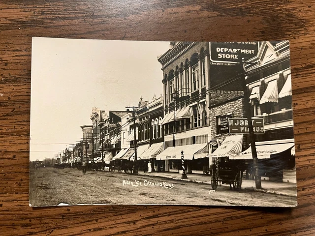 Ottawa, Kansas - Main Street - RPPC vintage postcard