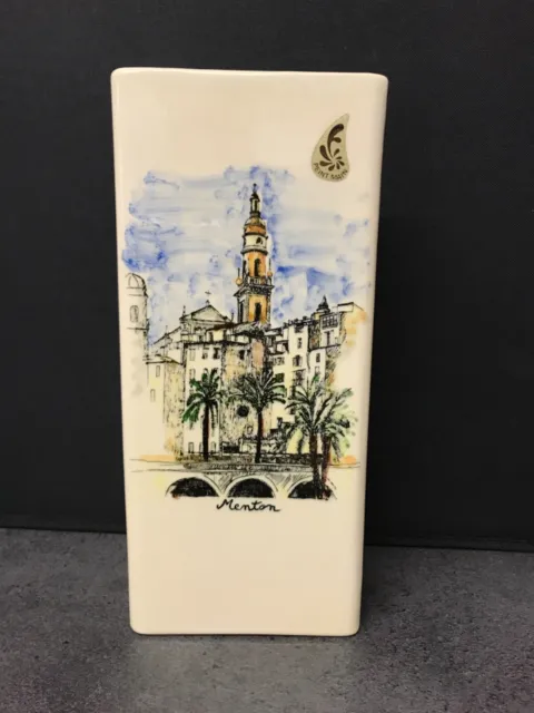 Arnis Italian Ceramic Vase - Hand painted scene Menton - Large Piece
