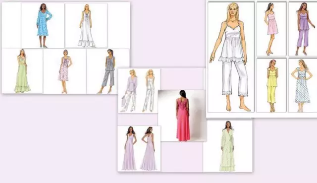 Butterick Sewing Pattern Misses Nightgown Robe Pajamas Top Pants You Pick