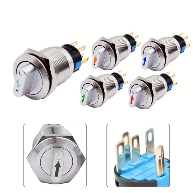 ROTARY BUTTON SWITCH 19mm 0.75inch Hole Arrow Light Momentary Self
