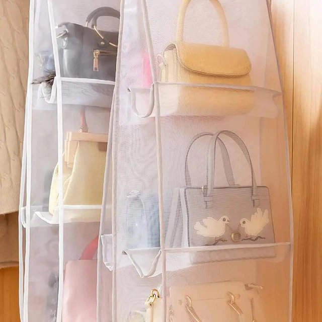 6 Grids HandBag Organizer Over Door Hanging Rack Bag Storage Wallet Bras Holder