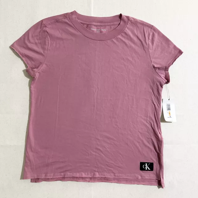 Calvin Klein Jeans Womens T-Shirt Pink Crew Neck CK Logo Tee New Small