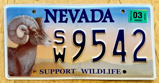 Nevada Graphic Support Wildlife Ram Bighorn Sheep Ewe License Plate " Sw 9542 "