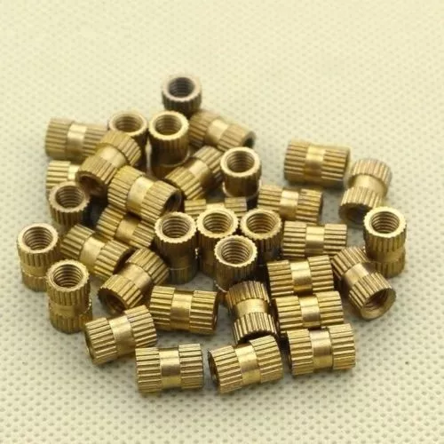 50Pcs M3x6mm Threaded Round Metal Knurl Thread Insert Nuts Brass Tone 2