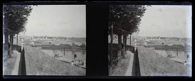 River City c1930 Photo NEGATIVE Stereo Glass Plate Vintage V34L5n 2