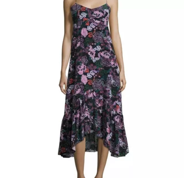 Saloni Women's Floral Print Asymmetrical Hem Midi Dress Multicolor Size 6