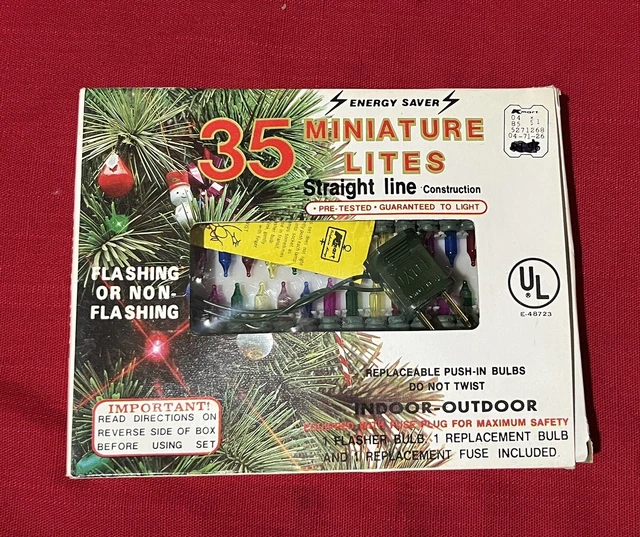 VINTAGE KMART CHRISTMAS Tree Lights 35 Miniature Assorted Colors In/out