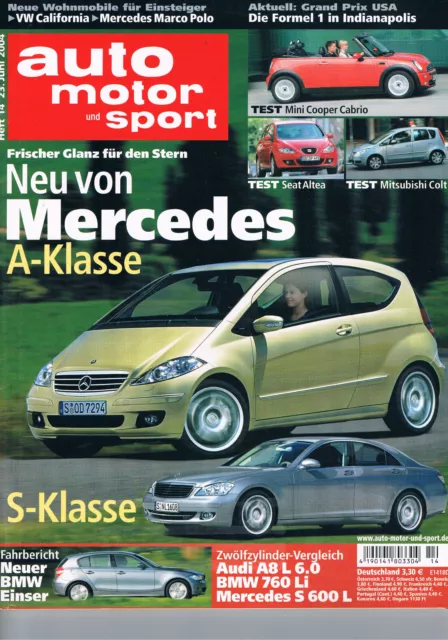 Zeitschrift Auto Motor und Sport AMS Juni 2004 Nr.14 Mercedes A-Klasse S-Klasse