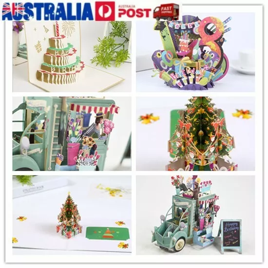 3D pop up card cake Birthday Christmas Greeting Thank Xmas Love Cards