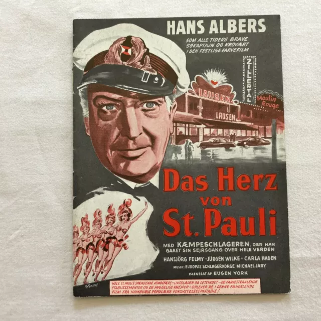 Das Herz von St. Pauli Hans Albers Hansjörg Felmy 1957 Danish Movie Program