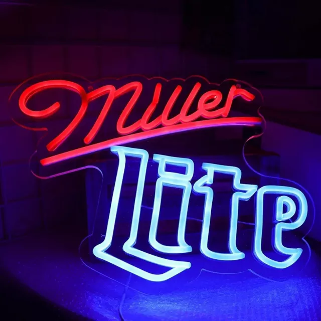 Miller Lite Neon Sign Wall Decor Beer LED Neon Light Bar Gift Dorm Man Cave