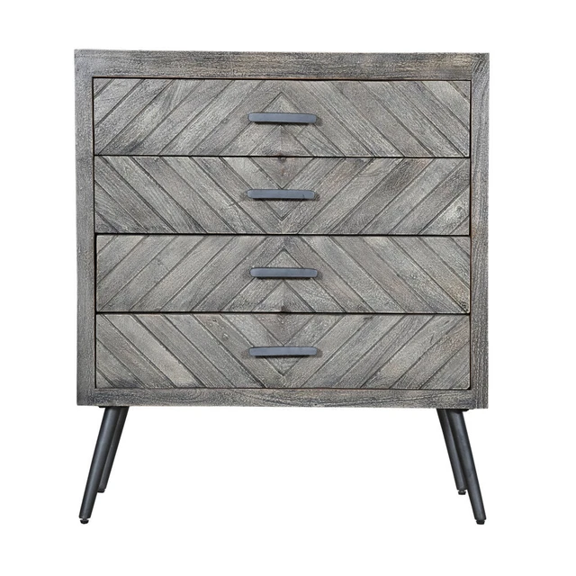 Shon 33 Inch Chevron Pattern Wood 4 Drawer Accent Dresser Chest with Angled