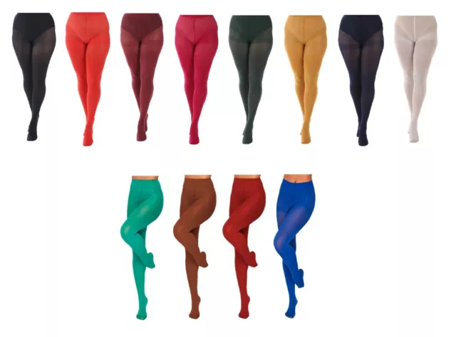 60 Denier Womens Opaque Microfibre TIGHTS Various Colours Size S - XXL New