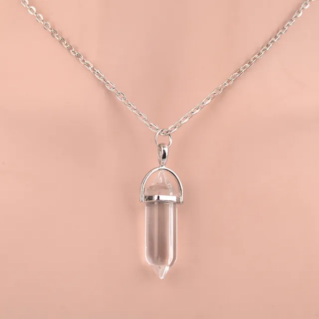 Natural Crystal Pendulum Quartz Stone Pendant Chakra Healing Gemstone Necklace 12