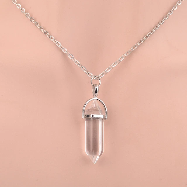 Natural Crystal Pendulum Quartz Stone Pendant Chakra Healing Gemstone Necklace 12