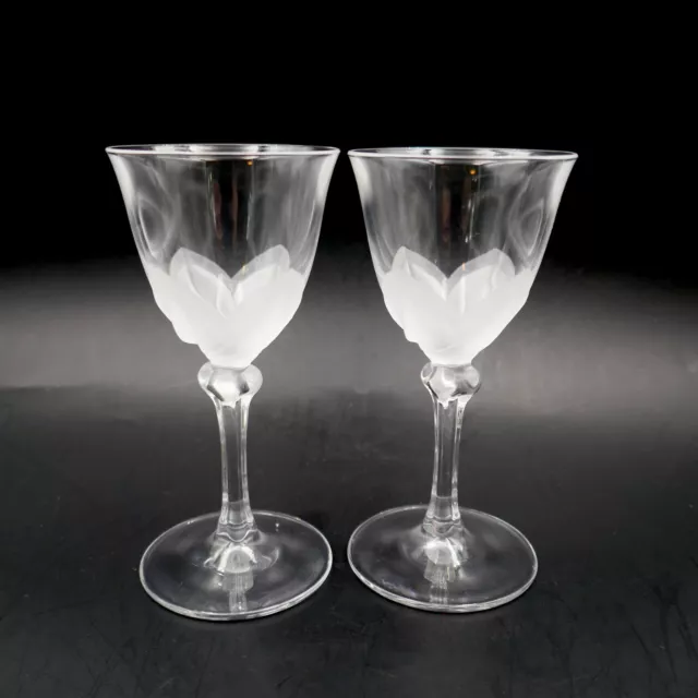 2 Cristal D'Arques-Durand Florence Cordial Liquor Glasses 4-5/8" France Vintage