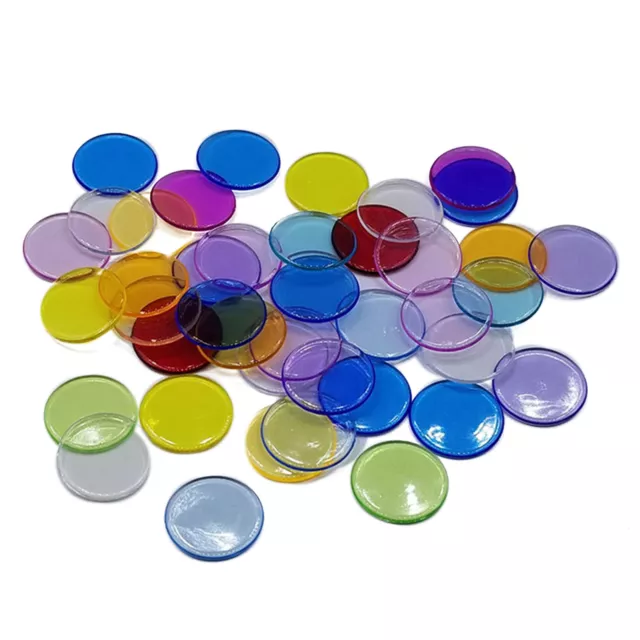 100Pcs 19mm Bingo Chips Transparent Color Counting Math Game Counters Markers AU 2