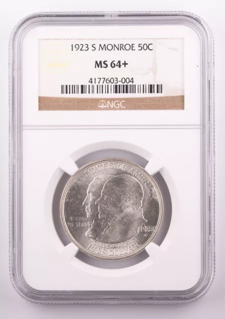 1923 S Monroe Half Dollar NGC MS64+ Commemorative Silver Certified 50c