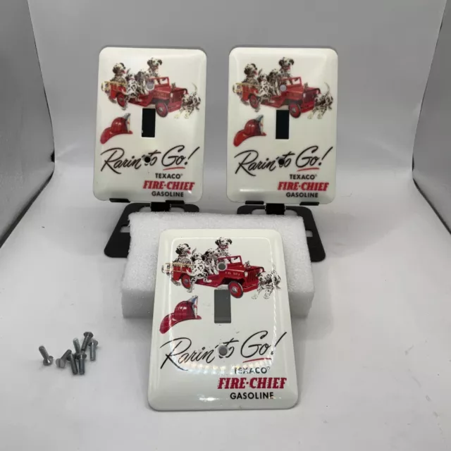 TEXACO Lot Of 3 Rarin to go Dalmatian Light Switch Outlet Cover Plate Fire Chief