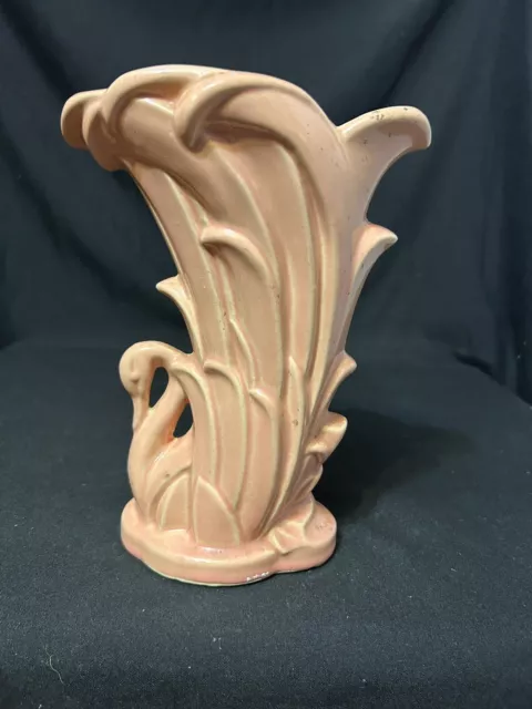 Vintage McCoy Pottery Peach Pink Swan Vase