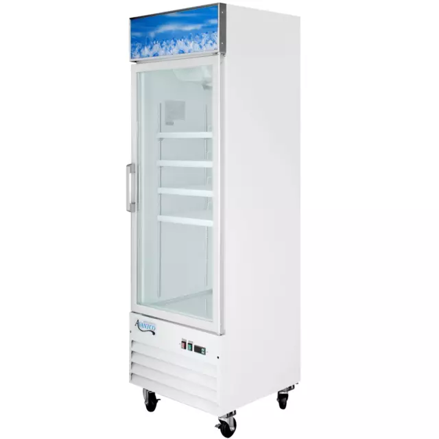 27 1/8" White Swing Glass Door Merchandiser Freezer with LED Lighting