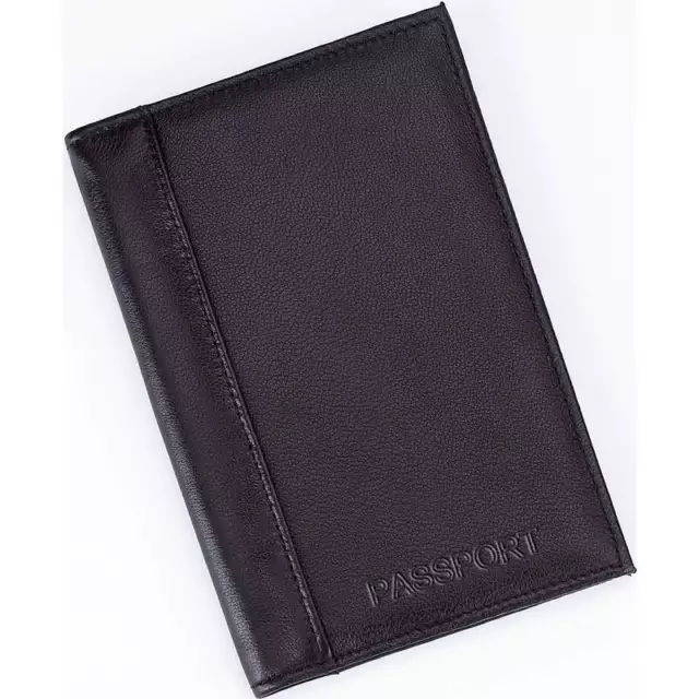 NEW BLACK Genuine LEATHER PASSPORT HOLDER COVER WALLET