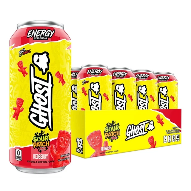 GHOST ENERGY DRINK 16fl oz Can a Case of 12 Can Sour Patch Red Berry