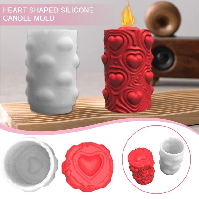 Stampo candela silicone a forma di cuore fai da te amore geometria colonnare sapone resina[