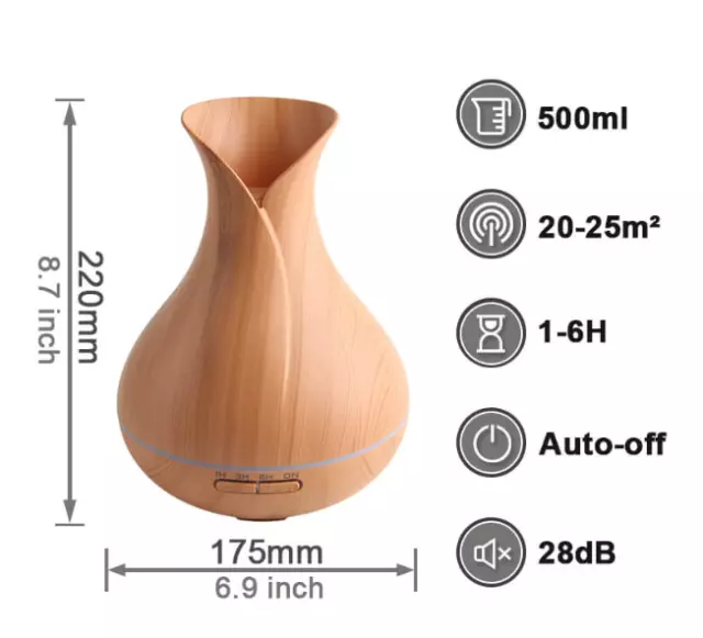 Diffusore Di Aroma Umidificatore Oli Essenziali 500 Ml Aromaterapia Decorazione 3