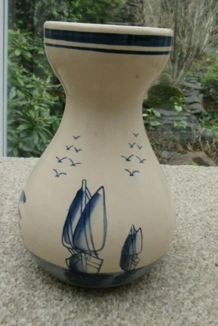 Hyacinth Vase Dutch Delft Blue Ceramic Hand Painted Windmills Boats