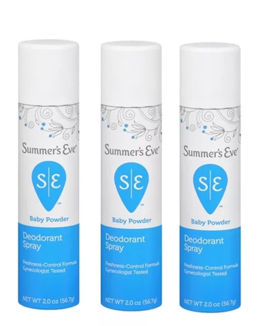 Summer's Eve Feminine Deodorant Spray, Baby Powder - 2 oz (Pack of 3)