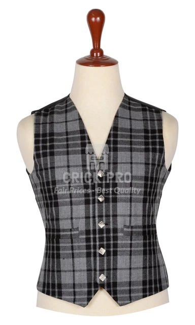 Gray Watch Handmade Scottish Tartan WAISTCOAT |  Custom Made Tartan Kilt Vest