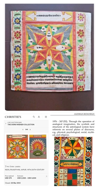 antico raro manoscritto astrologico sanscrito - lotus yantra - INDIAN ASTROLOGY