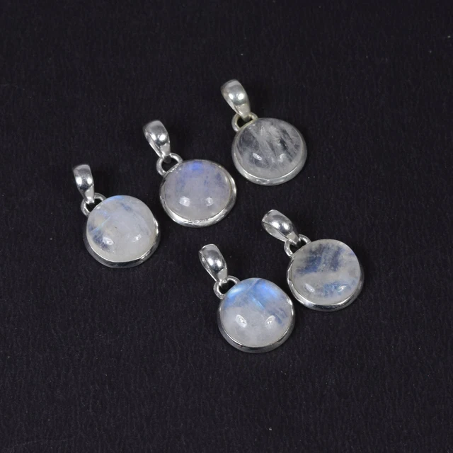 Wholesale 5pc 925 Solid Sterling Silver White Rainbow Moonstone Pendant Lot O108