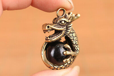 chinese old bronze hand cast dragon statue collectable netsuke decoration