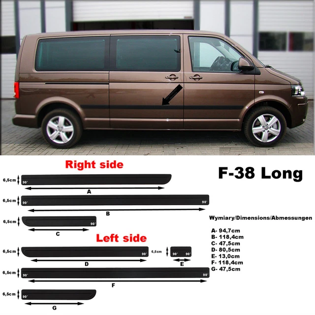 Seitenschutzleisten schwarz für Volkswagen VW T5 langer Radstand Bj 2003-03.2015