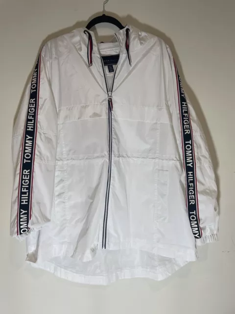 Tommy Hilfiger Women's White Windbreaker Rain Jacket Size XXL