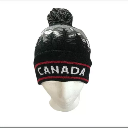 Canada Winter Mountains Unisex Knitted Pom Pom Winter Beanie Hats