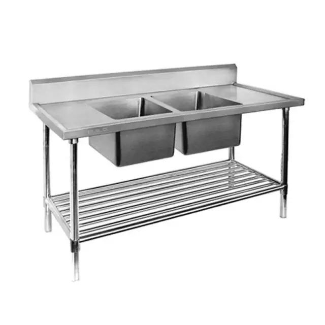 2NDs: Double Centre Sink Bench with Pot Undershelf DSB6-1200C/A-NSW1409 GRS-DSB6