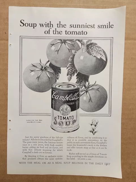 VINTAGE 1926 Print Ad Advertisement Campbell's Tomato Soup Sunniest Smile